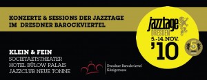 Flyer der Jazztage Dresden 2010 für die Veranstaltungen im Barockviertel.