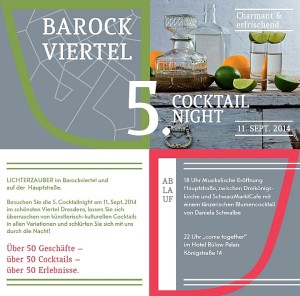 Flyer zur 5. Cocktailnight im Barockviertel Dresden