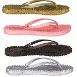 Flip-Flops in Gold, Grapefruit, Prune und Silver