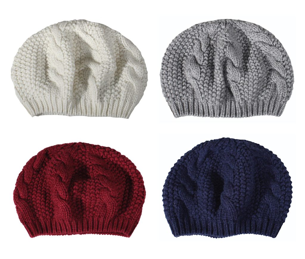 Strickmütze Oke 27-112 in ivory, stone, plum und midnight von Sorgenfri Sylt