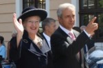 Margrethe II. Königin von Dänemark mit Sachsens Ministerpräsidenten Tillich